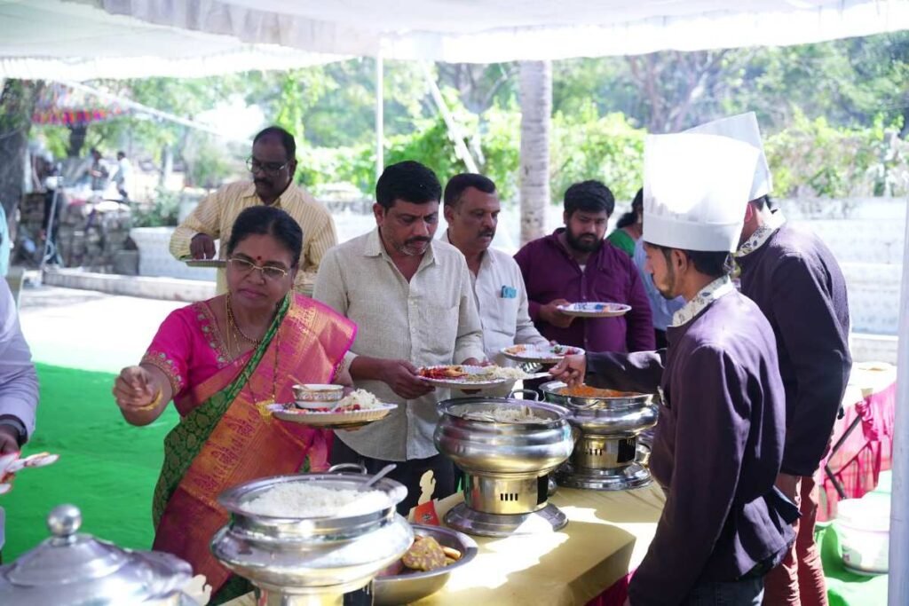 Live food counters and mocktail station at Hyderabad wedding
