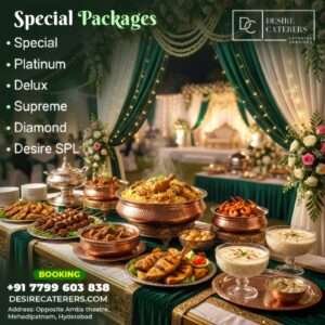 Best food catering service in Hyderabad by Desire Caterers with elegant buffet setup