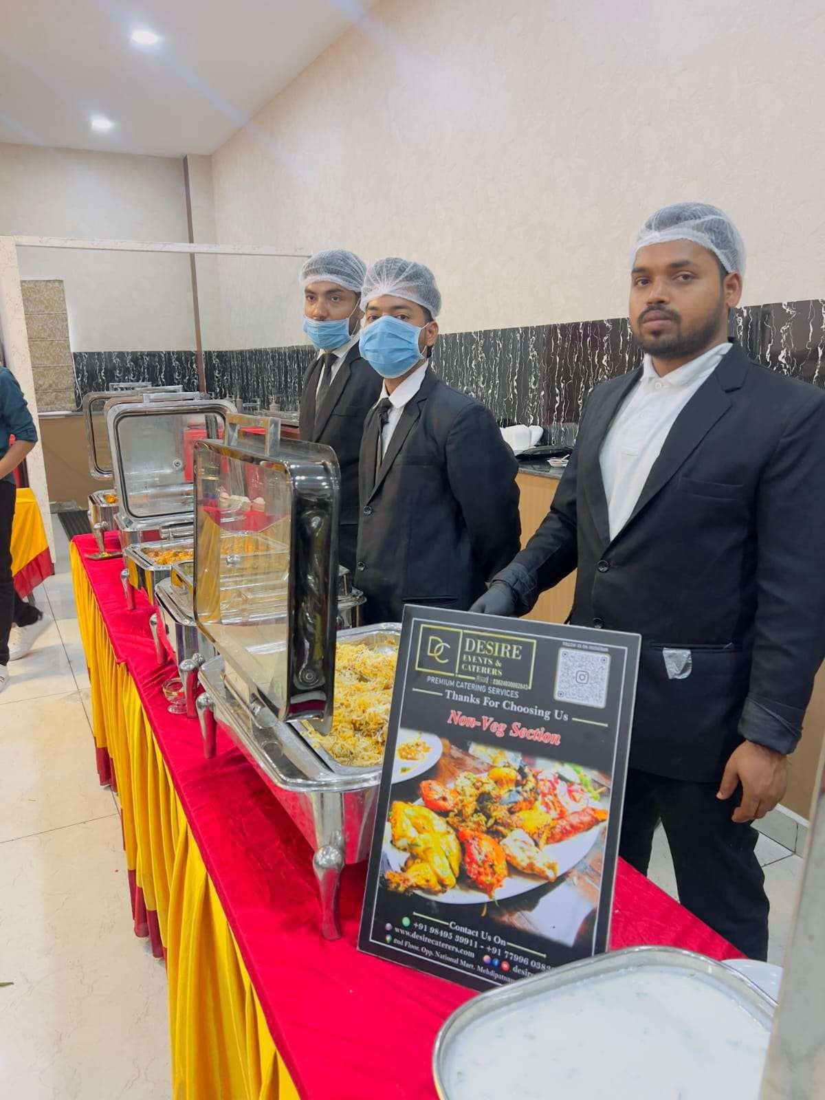 Live food stations in Hyderabad by Desire Caterers with chef preparing fresh dishes