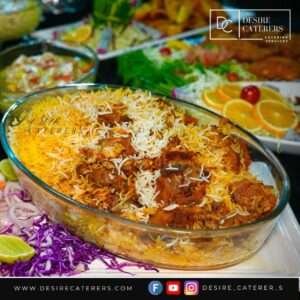 Authentic Hyderabadi dum biryani prepared by Desire Caterers – best catering services in Hyderabad