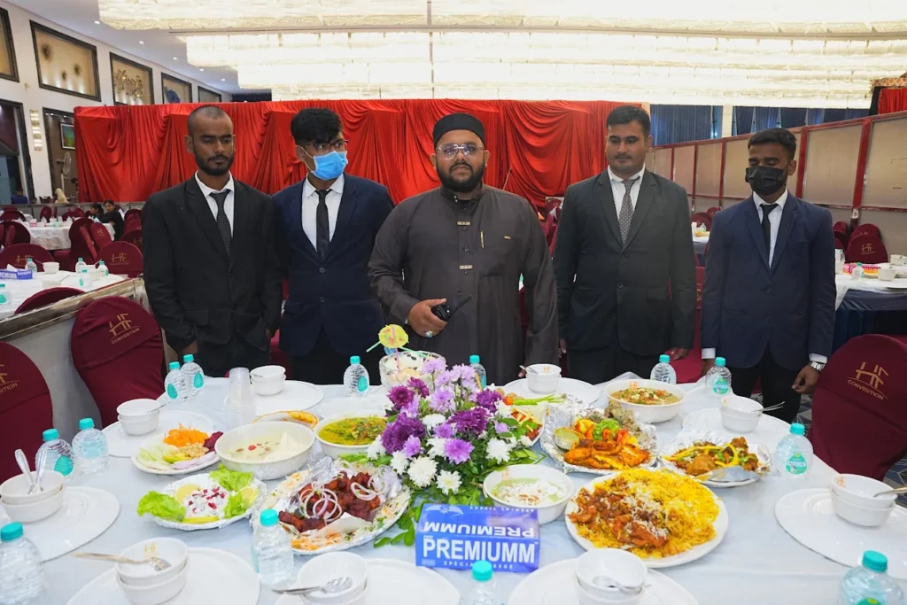 Desire Caterers staff manager and catering team at wedding event in Hyderabad